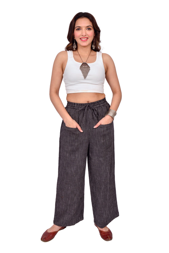 Cotton Black Striper Pant