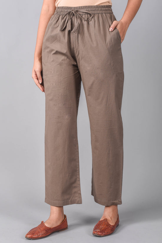 Brwon SOLID Staight -Pants