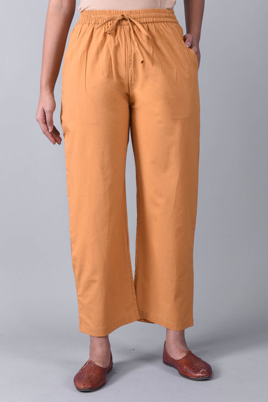 Mustard SOLID Straight -Pants