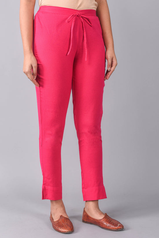 Fuchia Solid Cigarette Pants