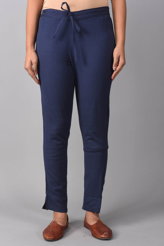Indigo Solid Cigarette Pants