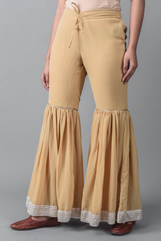 Beige Flared Plain Sarara