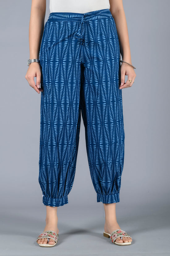 Women Self Design Indigo Harem Pant