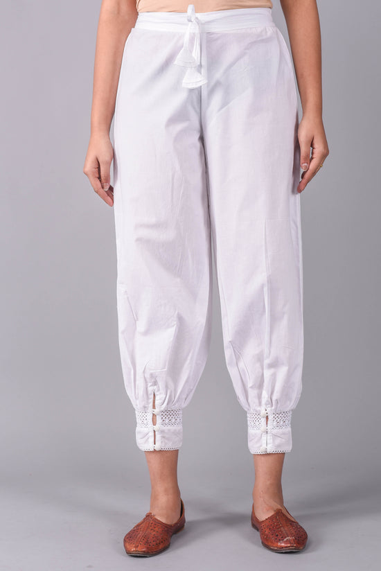 White SOLID Harem-Pants