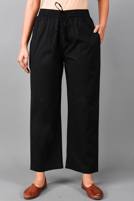 Black SOLID Staight -Pants
