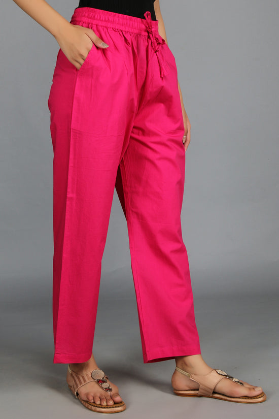 Fuschia SOLID Staight -Pants