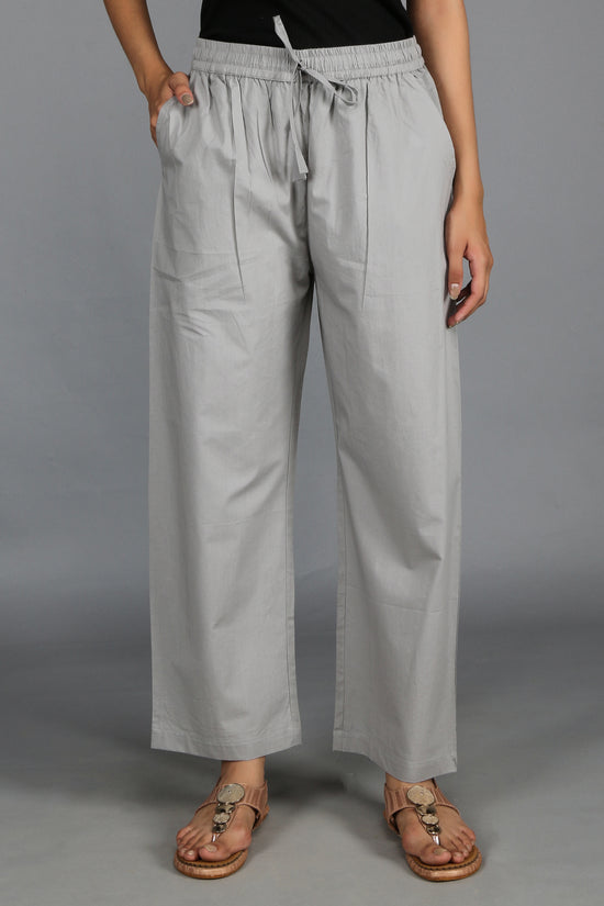 Gray SOLID Staight -Pants