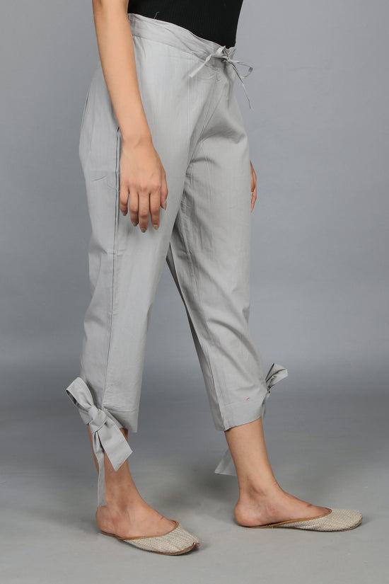 Gray SOLID CAPRIS-Pants