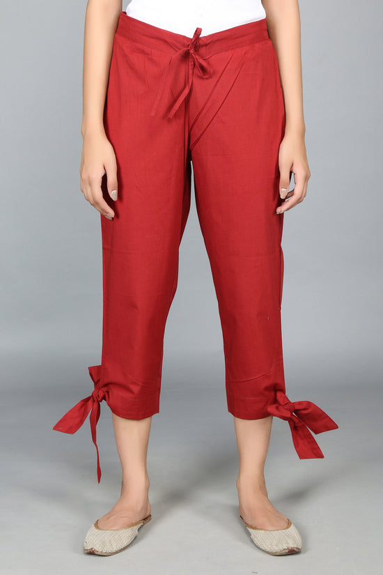 Mahroon SOLID CAPRIS-Pants