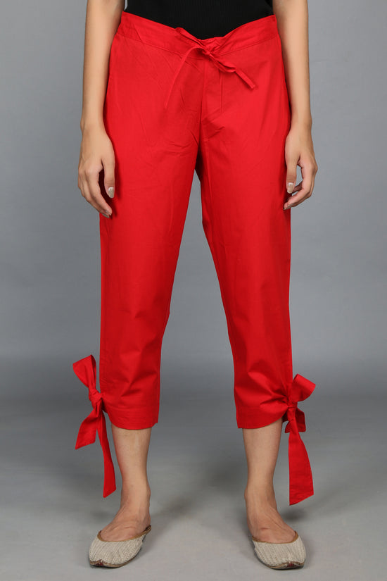 Red SOLID CAPRIS-Pants