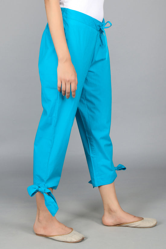 Turquoise SOLID CAPRIS-Pants