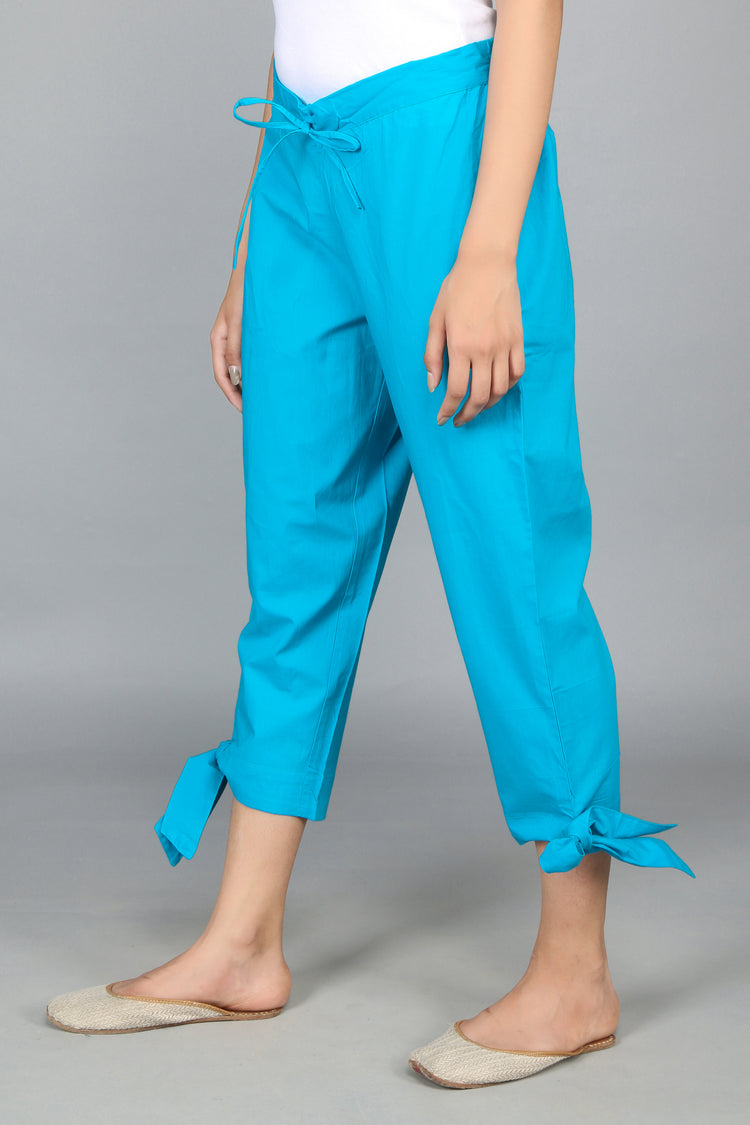 Fluid Turquoise, Women's Fine Art High-Waist Capris