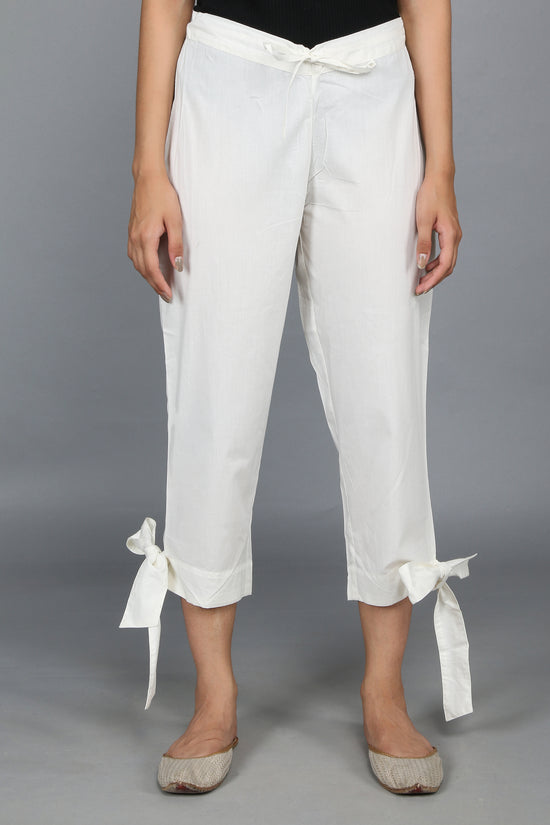 White SOLID CAPRIS-Pants