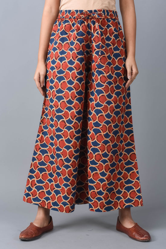 Maharoon- Flared Printed Palazzo